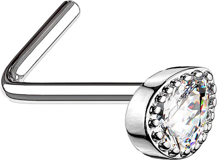 Produktbild Star Piercing Nasenstecker gewinkelt silber Kristalltropfen silber (Messing, Chirurgenstahl 316L)