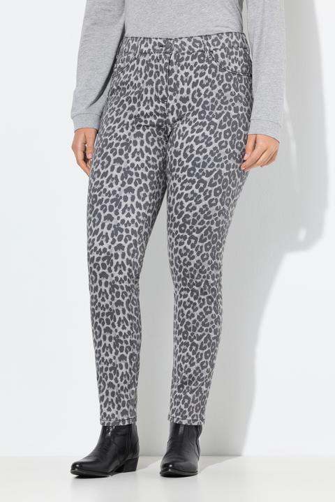 Image du produit Ulla Popken Jean Sarah motif léopard, jambe étroite et sergé stretch (54)