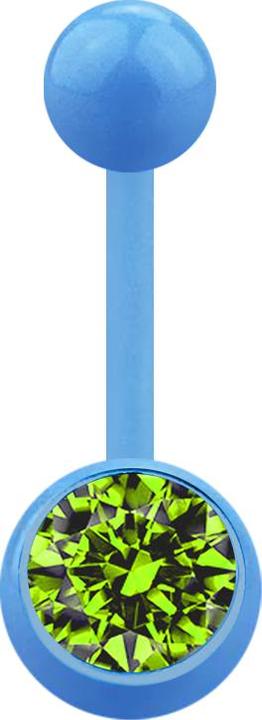 Actual product image Star Piercing Banana light blue with ball and ball crystal light green (without brass, Plastic)