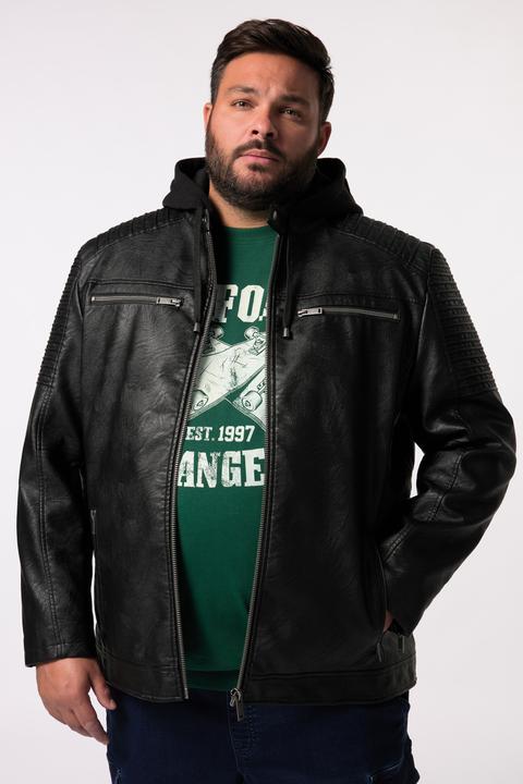 Produktbild Men+ Bikerjacke, Lederoptik, Jersey-Kapuze (7XL)