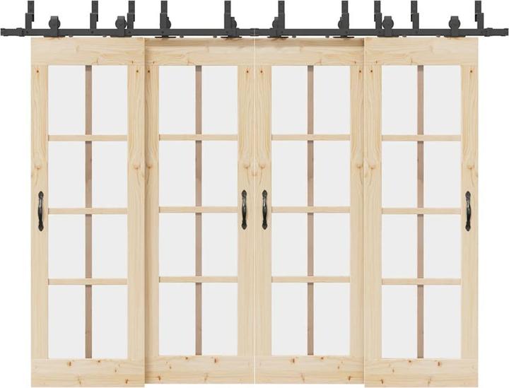 Produktbild VidaXL Schiebetürbeschlag-Set 152,5 cm Stahl Schwarz Schiebetürbeschlag Satz