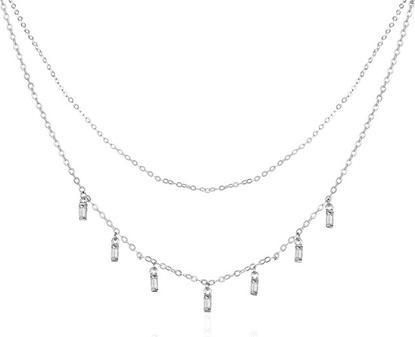 Produktbild Agato - Double silver necklace with zircons AGT-N007W