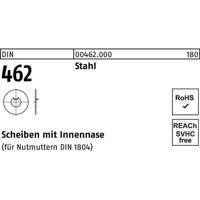 Zubehör Befestigungstechnik, Scheibe DIN 462 m.Innennase 28 Stahl