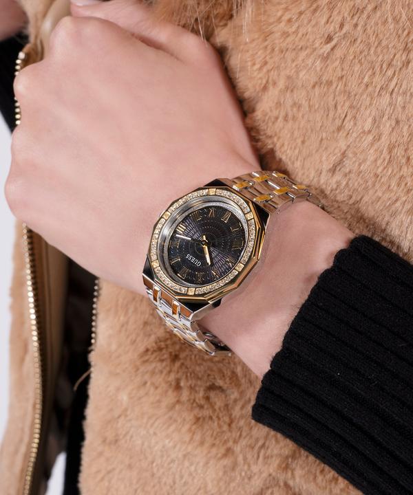 Image du produit Guess P SLV CS W/ P GLD TOP PART W/ CRYS / SUN BLK DL / P SLV & GLD BRCT Montre (36 mm)