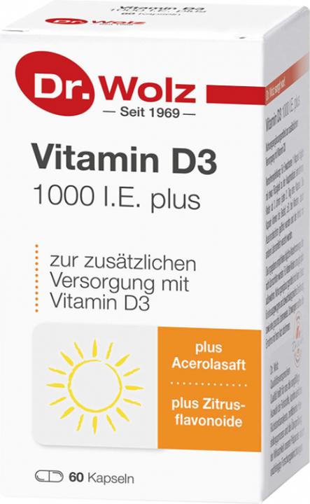 Actual product image Dr. Wolz Vitamin D3 1000 I.E. plus Kapsel (60 pcs., Capsules, 105 g)