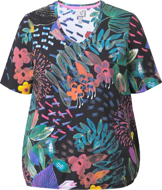 Immagine prodotto Ulla Popken T-shirt con scollo a V, orlo elastico e mezze maniche (62)
