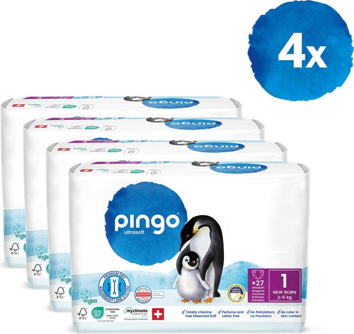 Produktbild Pingo Ökowindeln (Gr. 1, Halbmonatsbox, 108 Stück)