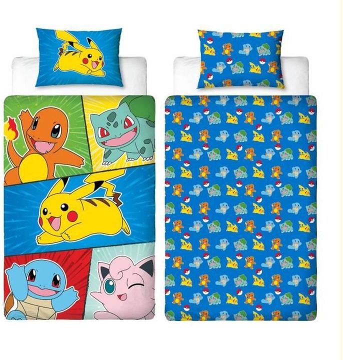 Produktbild Pokémon - Parure de lit en microfibre Pikachu et Starter 1G V (140x200cm + 63x63cm)