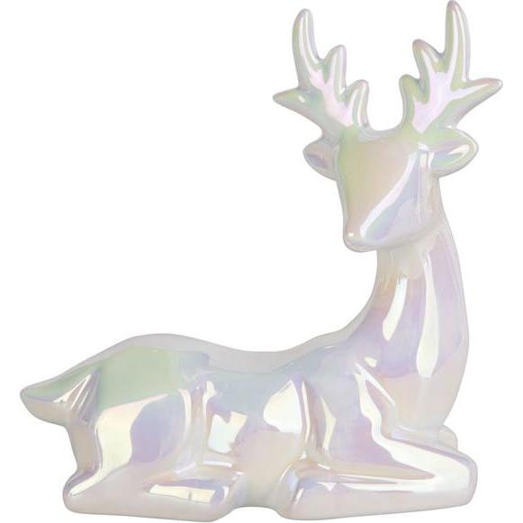 Thumbnail - MICA Living, Weihnachtsdeko, Hirsch liegend mit Perlmutt-Effekt - gross - ca. 14,5 x 6 x 14 cm