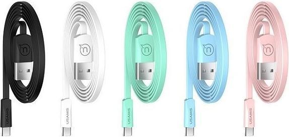 Actual product image Usams Cable płaski U2 USB-C 1.2m biały/white SJ200TC02 (US-SJ200) (1.20 m, USB 3.2 Gen 1)