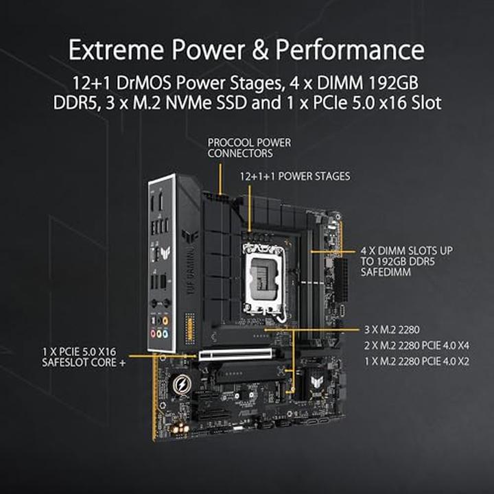 Produktbild ASUS TUF GAMING B760M-PLUS WIFI II (LGA 1700, Intel B760, mATX)