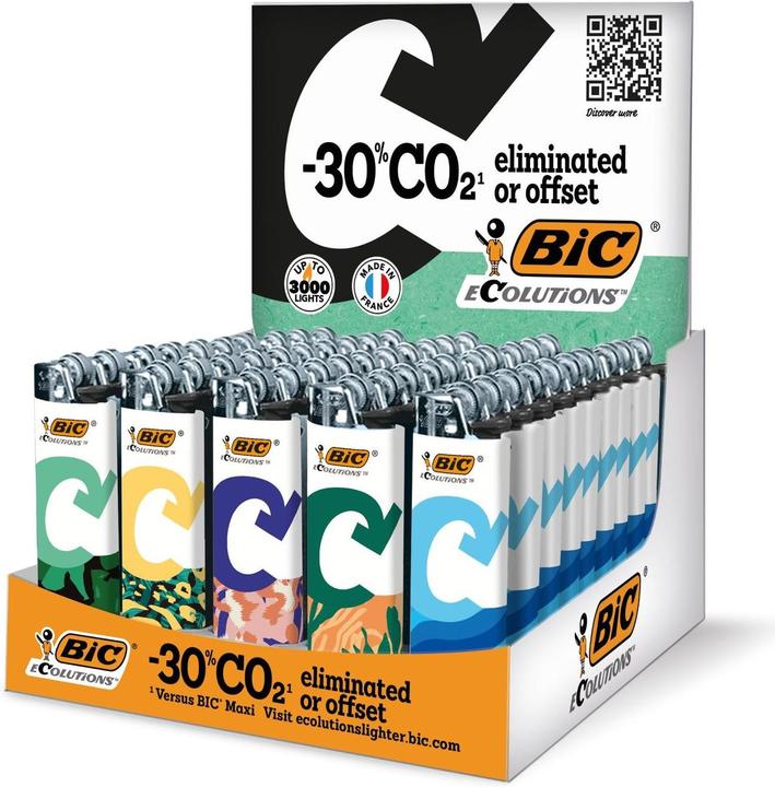 Bic Friction Lighter J26 Maxi Ecolutions Assorted, Box of 50