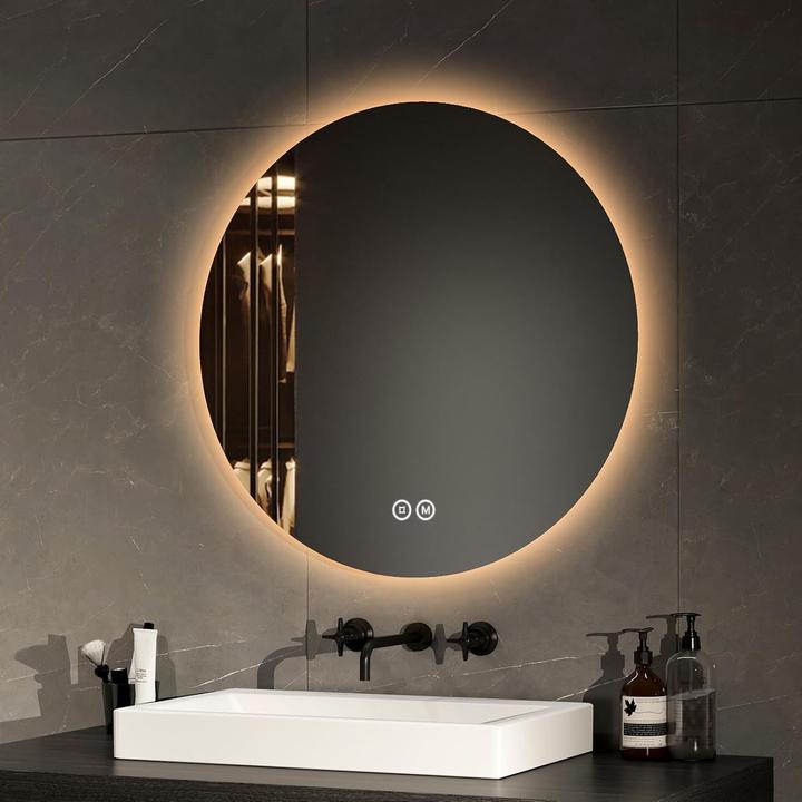 Emke Specchio rotondo di tipo B, 60 cm Touch + 3 colori di luce (60 x 60 cm)