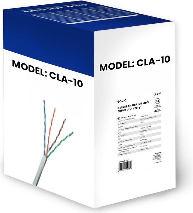 Produktbild Savio Cable LAN UTP grey CLA-10 (U/FTP, 305 m)