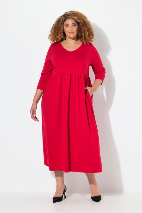 Produktbild Ulla Popken Jerseykleid, Empirenaht, V-Ausschnitt, 3/4-Arm, Taschen (62)