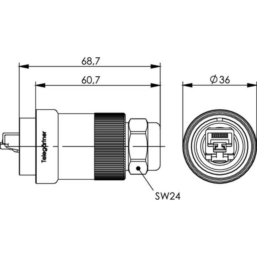 Thumbnail - Telegärtner TOC Steckerset IP68 Stecker, g, Elektronikkabel + Stecker, Grau