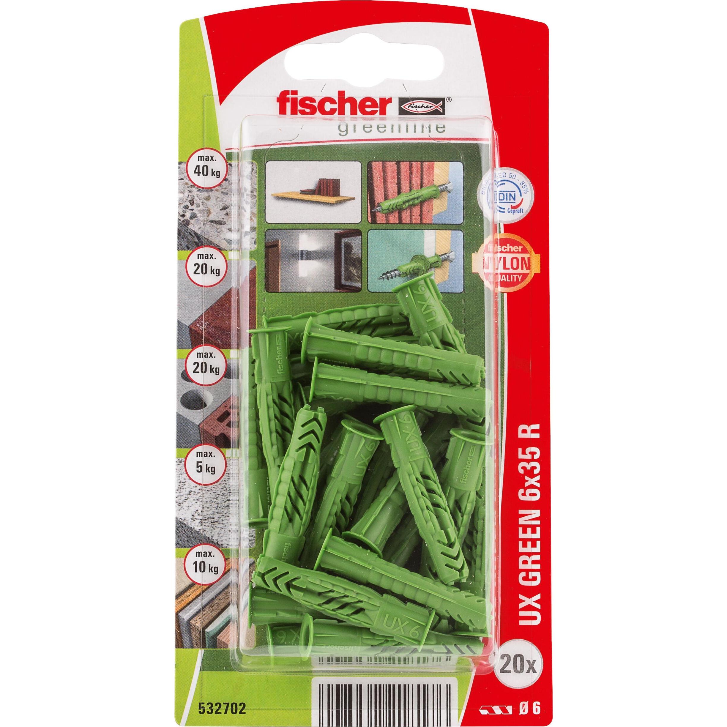 Fischer, Dübel, Universald. UX Green 6x35 R K (20) (20 Stk.)