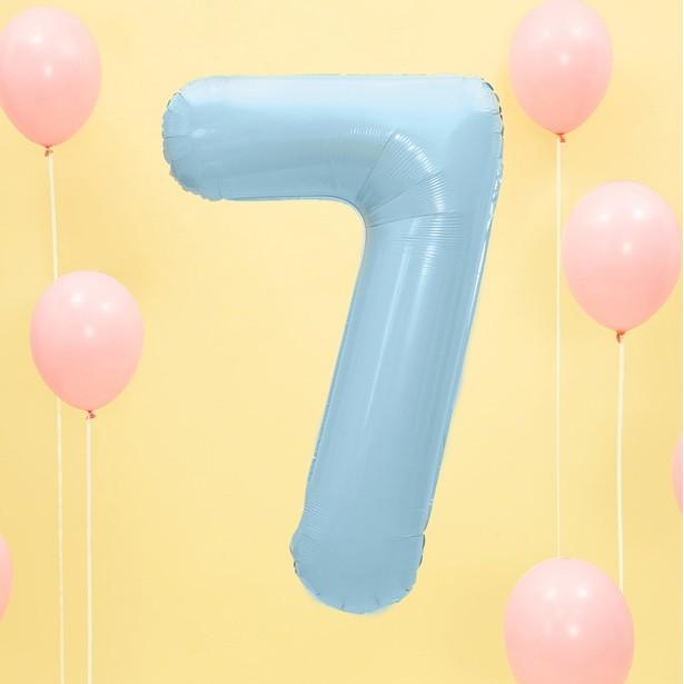 Thumbnail - Partydeco Alu-Ball Ziffer "7" Hellblau