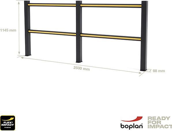 Image du produit kaiserkraft Système de main courante FLEX IMPACT, potelets noirs - traverses noires/jaunes