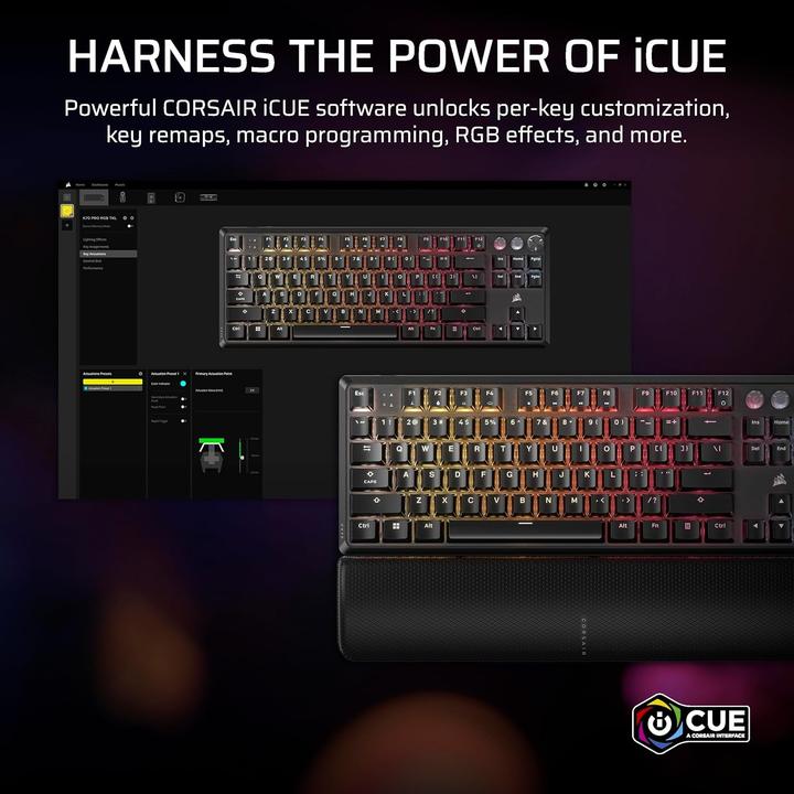 Actual product image Corsair K70 PRO TKL RGB Tenkeyless Magnetic-Mechanical Wired Gaming Keyboard (Αγγλικό US) - Black CH (US, Cable)