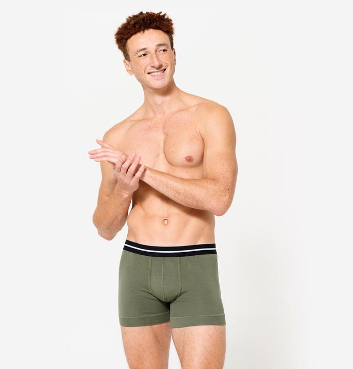 Produktbild Domyos Sport-Boxershorts Herren hoher Baumwollanteil 2er-Pack - grün/grau (XXL, 2er Pack)