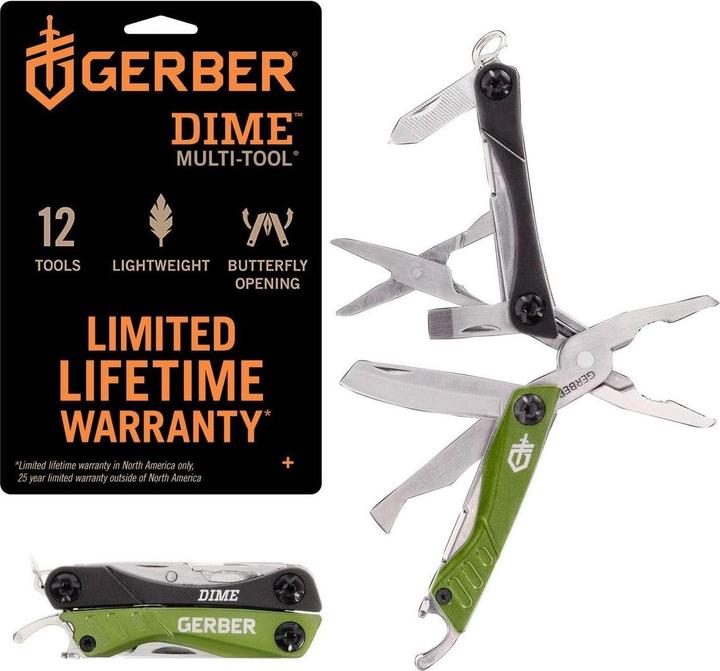 Actual product image Gerber Gear Multitool GERBER Dime Green (10 Functions)