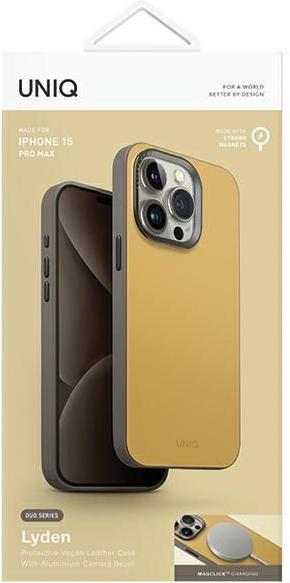 Actual product image Uniq case Lyden DS iPhone 15 Pro Max 6.7" Magclick Charging żółto-szary/canary yellow-flint grey (Apple iPhone 15 Pro Max)