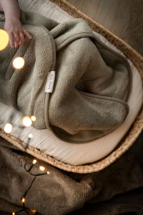 Actual product image Baby's only Hooded blanket with feet Cozy urban green