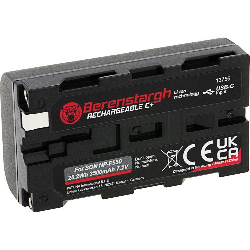 Berenstargh Batteria Sony NP-F550 3500mAh con ingresso USB-C (Batteria della fotocamera), Alimentatore fotocamera
