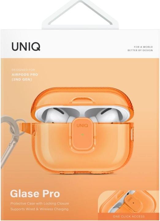 Produktbild Uniq Case Glase Pro for AirPods Pro 2 Lock Case orange (Kopfhörer Hülle)