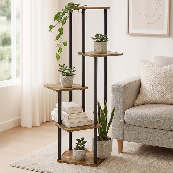 Actual product image Relaxdays Pflanzenregal Metall 5 Ablagen