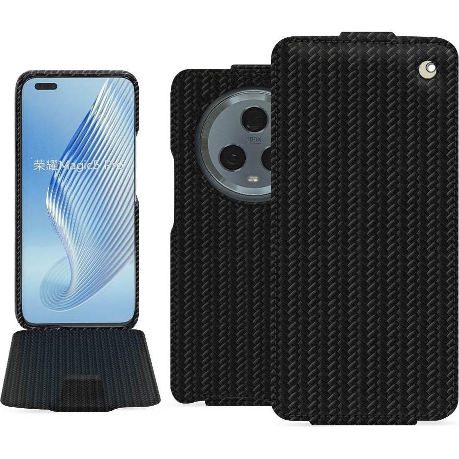Noreve Lederschutzhülle vertikal (Honor Magic5 Pro), Smartphone Hülle, Schwarz