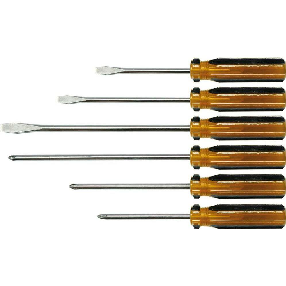 Toya, Schraubenzieher, Vorelsschraubendreher eingestellt 6 PCs Mit einem braunen Griff 64050