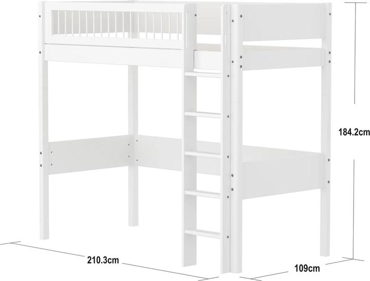 Actual product image Flexa White loft bed with struts (90 x 200 cm)