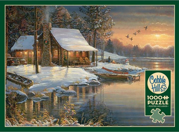 Actual product image Cobble Hill Log cabin in winter (1000 pieces)