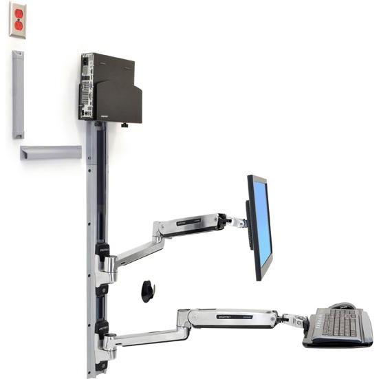 Ergotron LX Sit-Stand Wall Mount System - Befestigungskit (Wandarm, CPU-Halter, Maushalte (Wand, 42"), Monitor Halterung...