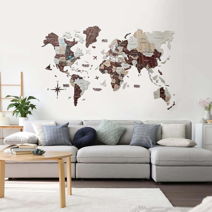 Image du produit Enjoy The Wood Carte du monde en 3D (120 x 200 cm)