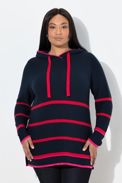 Produktbild Ulla Popken Pullover, Ringel, Farbakzente, Kapuze, Langarm (60)