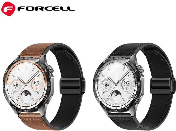 Actual product image Forcell Strap F-DESIGN FS20 magnetic eco leather strap for SAMSUNG Watch 20 mm brown (20 mm, Silicone + synthetic leather)