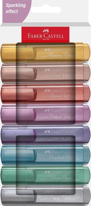 Image du produit Faber-Castell Surligneurs TL 46 Metallic étui de 8 (Étui de 8 pièces (glamorous gold, shiny silver, pearl rose, brilliant ruby, magnificent blue, precious green, glorious red, shimmering violet), 5 mm, 8 x)