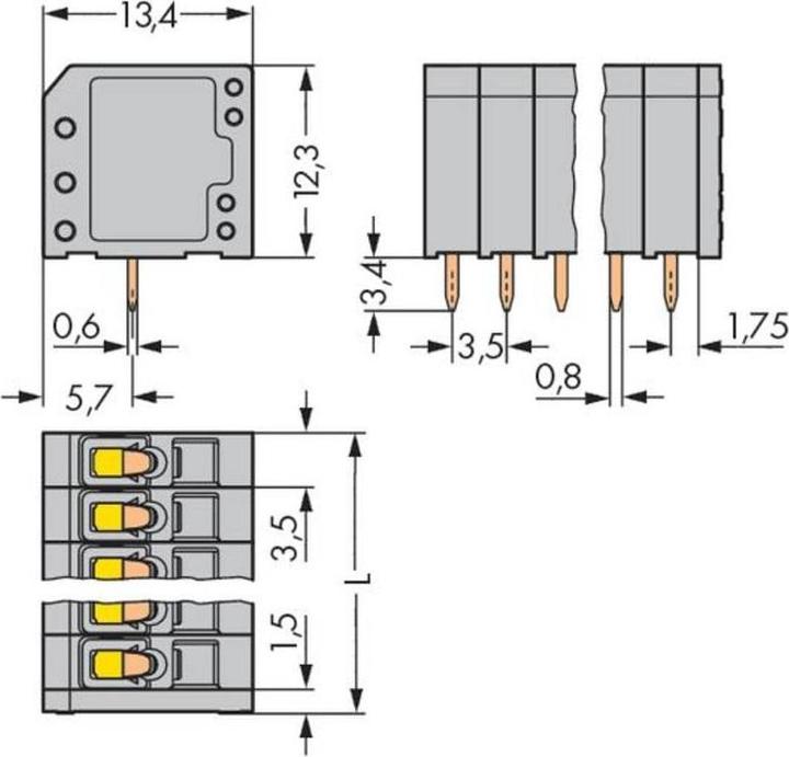 Actual product image Wago PCB terminal