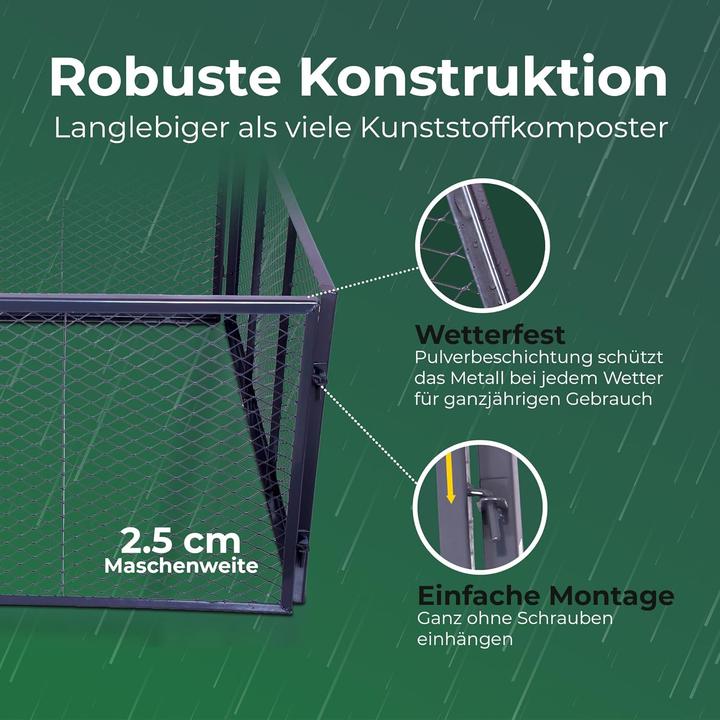 Actual product image Novatool Garten-Komposter Metall 100x100x50 cm, mit erweiterbarem Stecksytem, pulverbeschichteter Me (1000 l)