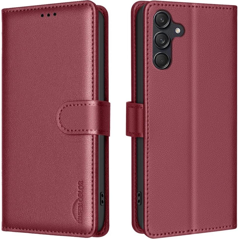 Binfen Color Galaxy A36 - BINFEN Leder Etui Hülle mit RFID Blocker (Samsung Galaxy A36), Smartphone Hülle, Rot