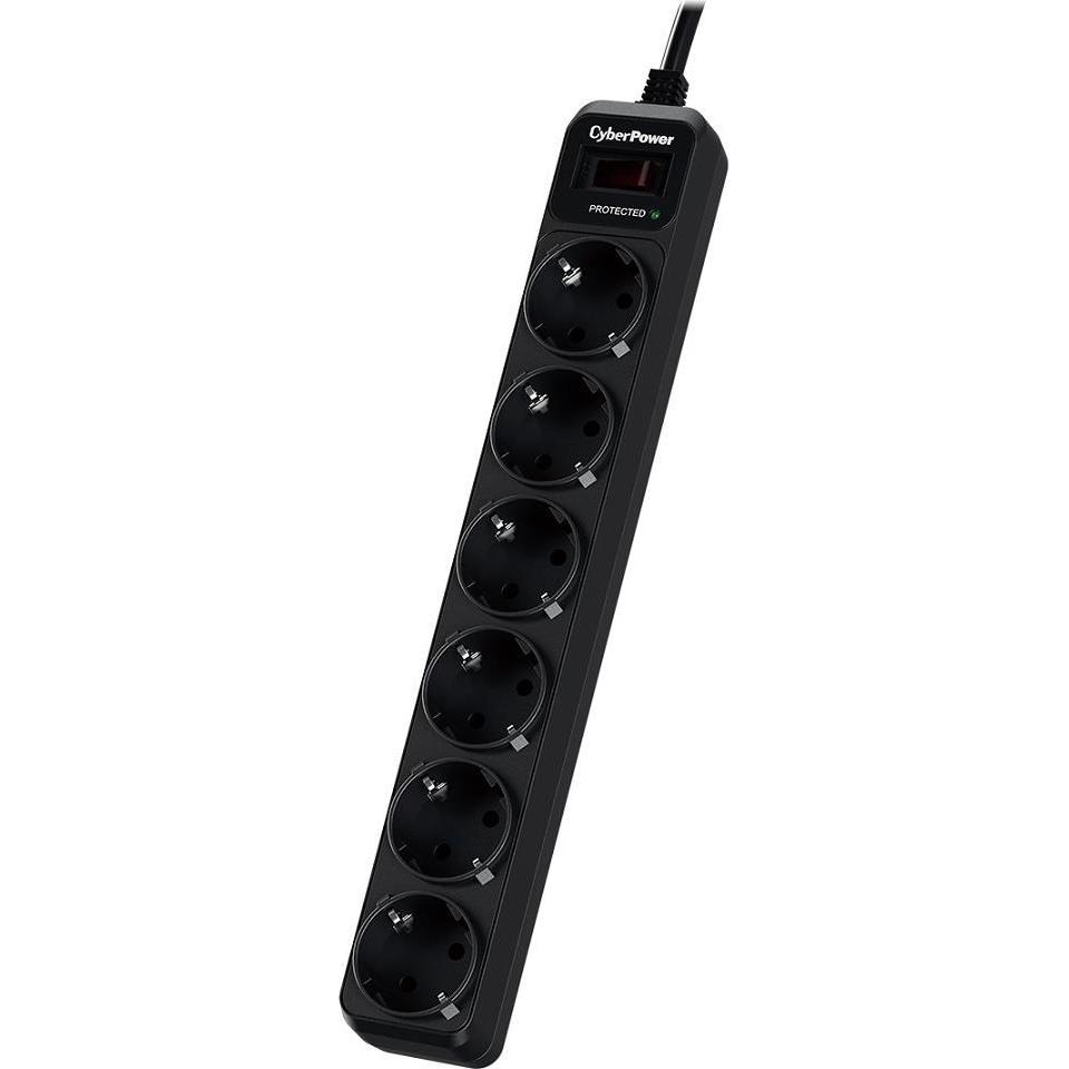 Cyberpower, Ciabatta multipresa, Essenziale 6 x Schuko Surge Protector (6 x, CEE 7/3, 1.80 m)