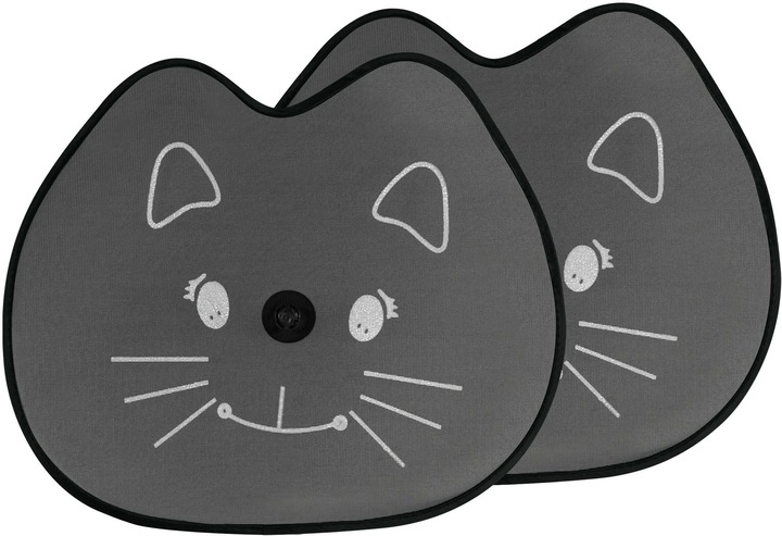 Actual product image Baby Plus Car sun protection 2-pack cat, black, approx. 36 x 44 cm