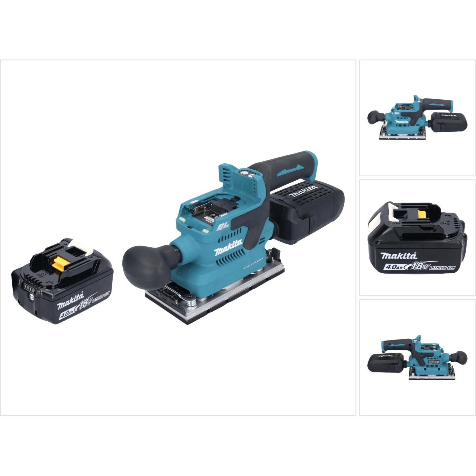 Makita, Schleifmaschine + Poliermaschine, DBO 382 M1 Akku Schwingschleifer 18 V 93 x 185 mm Brushless + 1x Akku 4,0 Ah -...