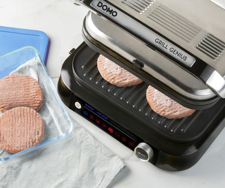 Produktbild Domo Genius Elektro Kontaktgrill Antihaftbeschichtung, mit Display Edelstahl, Schwarz