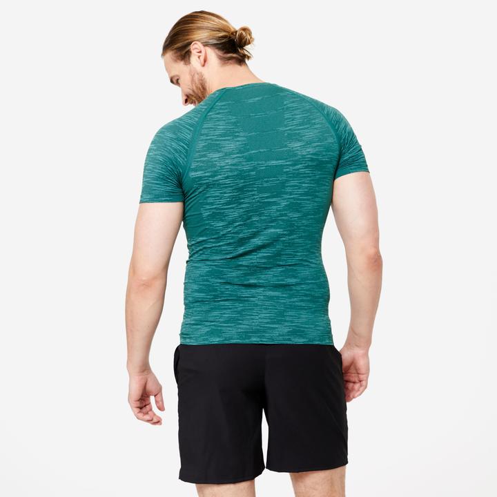 Actual product image Domyos Men's compression shirt round neck - turquoise (XXL)