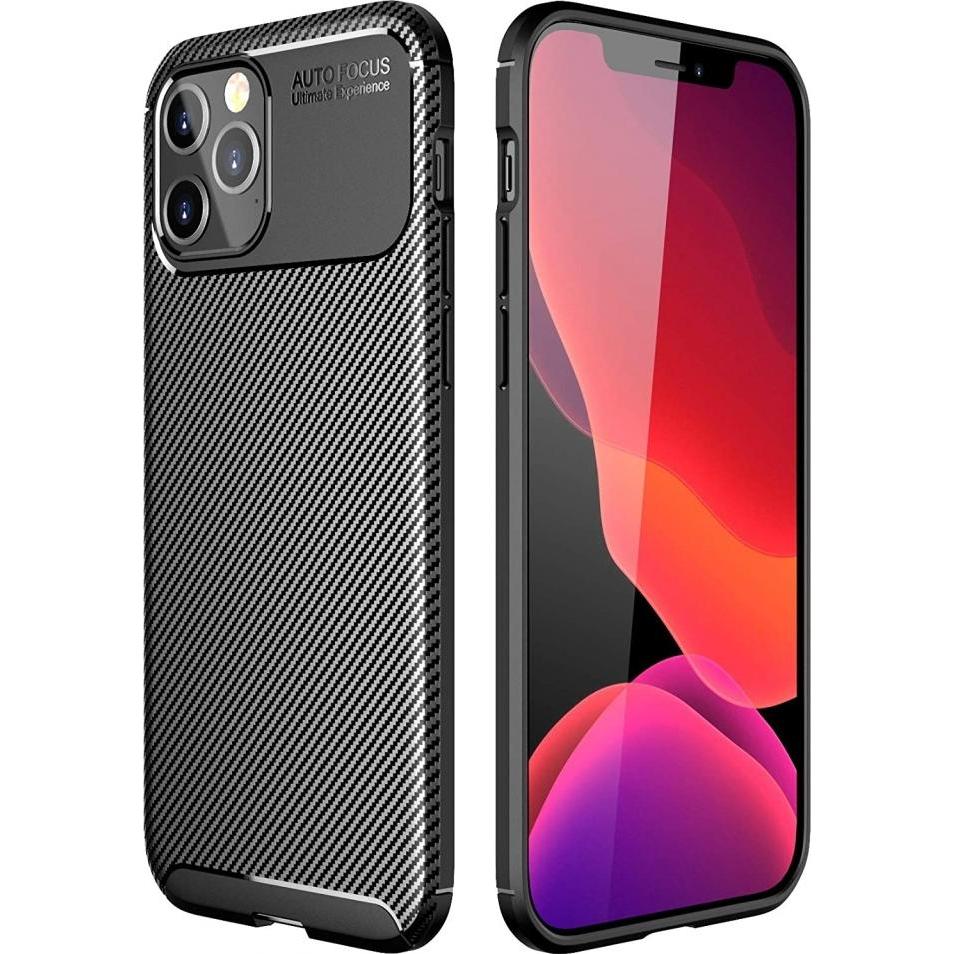 Screenguard Apple iPhone 12 Pro Max Hülle Carbon Design TPU Case (Apple iPhone 12 Pro Max), Smartphone Hülle, Schwarz