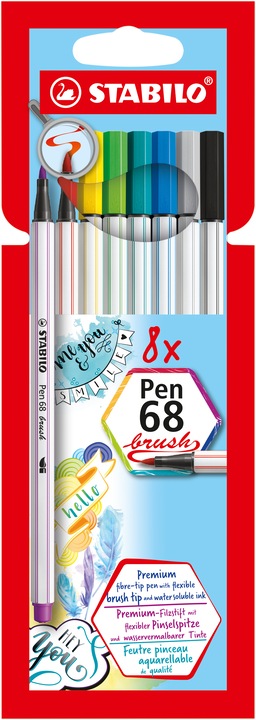Produktbild STABILO Pen 68 brush Premium-Filzstift (Sortiert, 8 x)